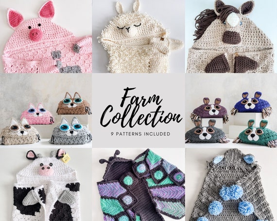 CROCHET PATTERN EBOOK Hooded Farm Blanket Collection Etsy