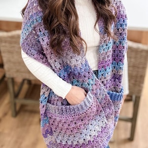 CROCHET PATTERN & VIDEO/ Chunky Granny Stitch Pocket Shawl, Crochet Shawl WIth Pockets Pattern, Easiest Crochet Pattern, Beginner, Easy, Pdf bild 6