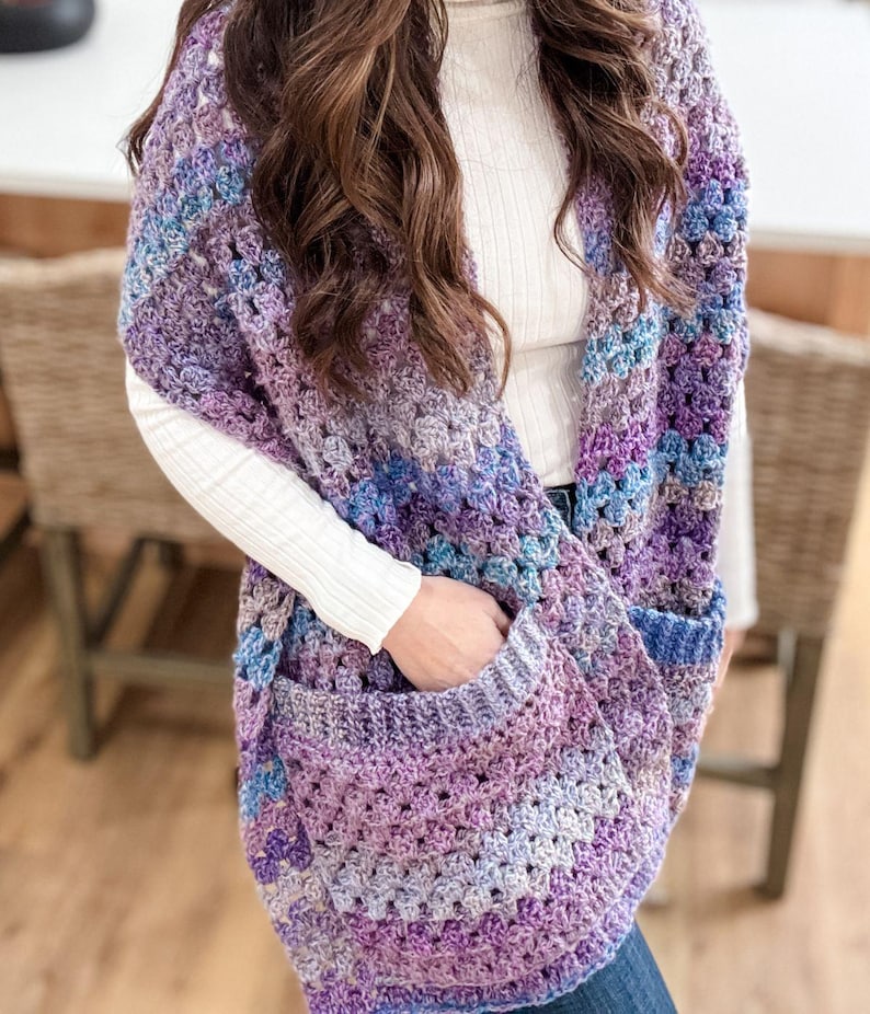 CROCHET PATTERN & VIDEO/ Chunky Granny Stitch Pocket Shawl, Crochet Shawl WIth Pockets Pattern, Easiest Crochet Pattern, Beginner, Easy, Pdf bild 6