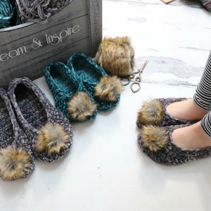 CROCHET PATTERN Velvet Ballet Pom Pom Slippers image 2