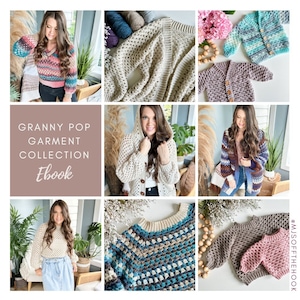 CROCHET PATTERN EBOOK / Granny Pop Garment Collection Ebook 6 crochet sweater patterns image 1