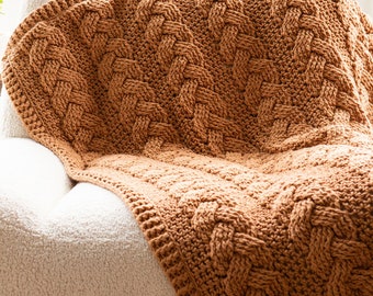 CROCHET BLANKET PATTERN/ Cozy Cottage Cabled Throw Blanket, Chunky Cable Blanket, Crochet Cables, Modern Home Decor, Chunky Blanket Pattern