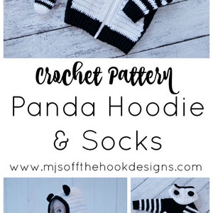 CROCHET PATTERN Panda Hoodie and Crochet Socks Panda Hoodie Crochet Pattern Panda Hoodie and Socks Pattern by MJ Off The Hook Design image 10