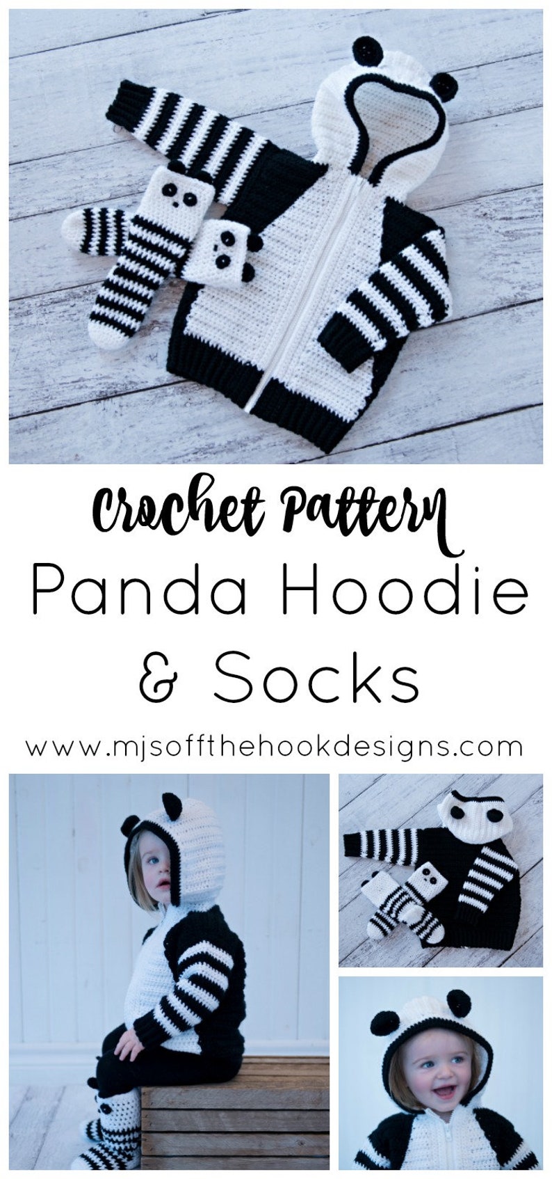 CROCHET PATTERN Panda Hoodie and Crochet Socks Panda Hoodie Crochet Pattern Panda Hoodie and Socks Pattern by MJ Off The Hook Design image 10