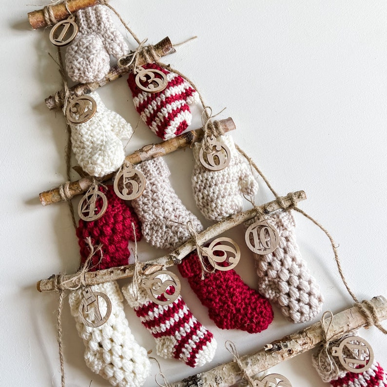 CROCHET PATTERN / MJ's Merry Advent Calendar Crochet Stockings & Mittens image 4