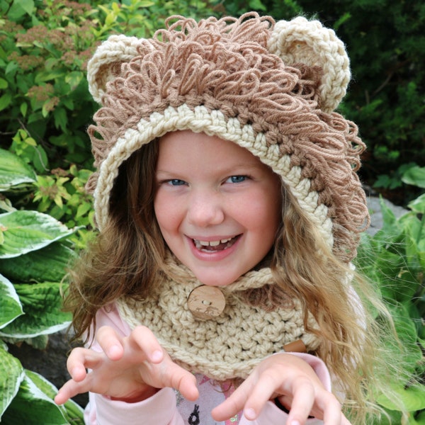 CROCHET PATTERN Hooded Lion Cowl / Lion cowl / Lion Hat / Lion Costume / Hooded Cowl