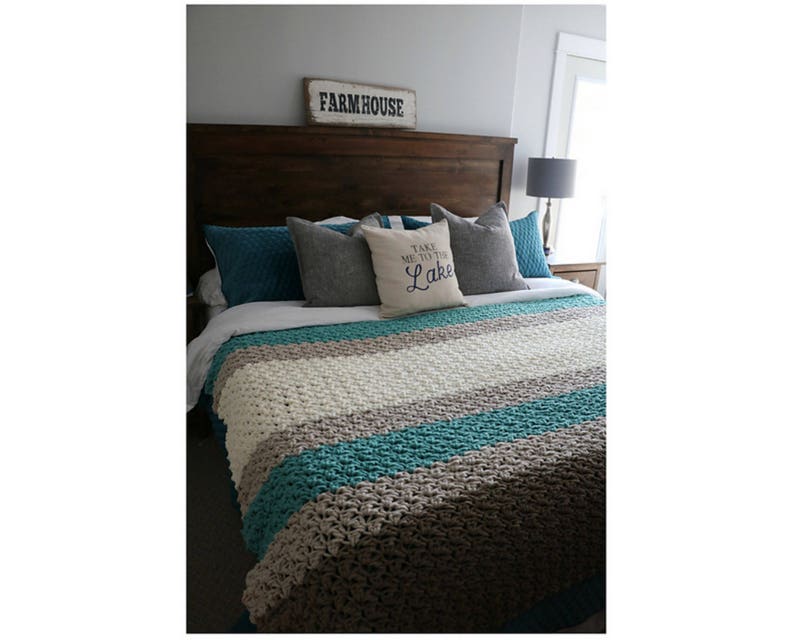 CROCHET PATTERN Bulky King Size Blanket King Size Throw Pattern for Crochet Farmhouse King Blanket Crochet Pattern zdjęcie 2