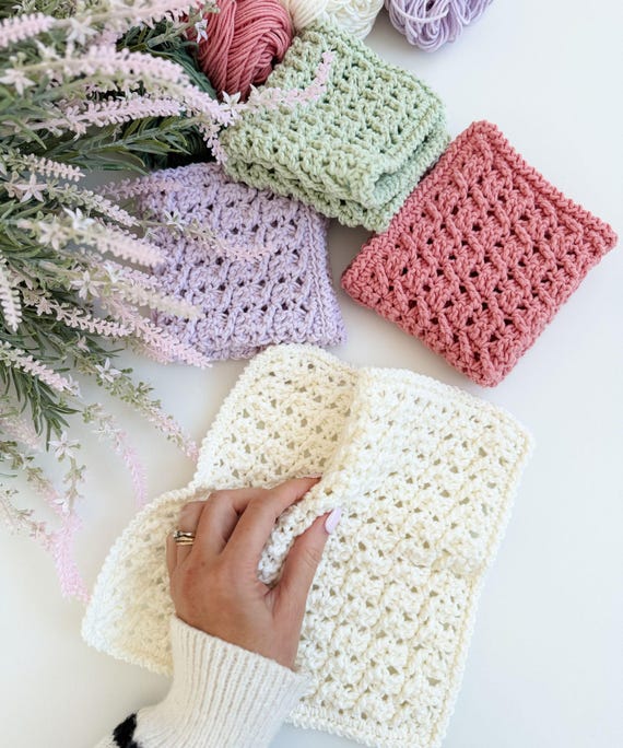 CROCHET PATTERN & VIDEO/ The Honey Weave Dishcloth Pattern, Easy Textured Cotton Washcloth, Beginner Friendly, Kitchen Crochet, Pdf