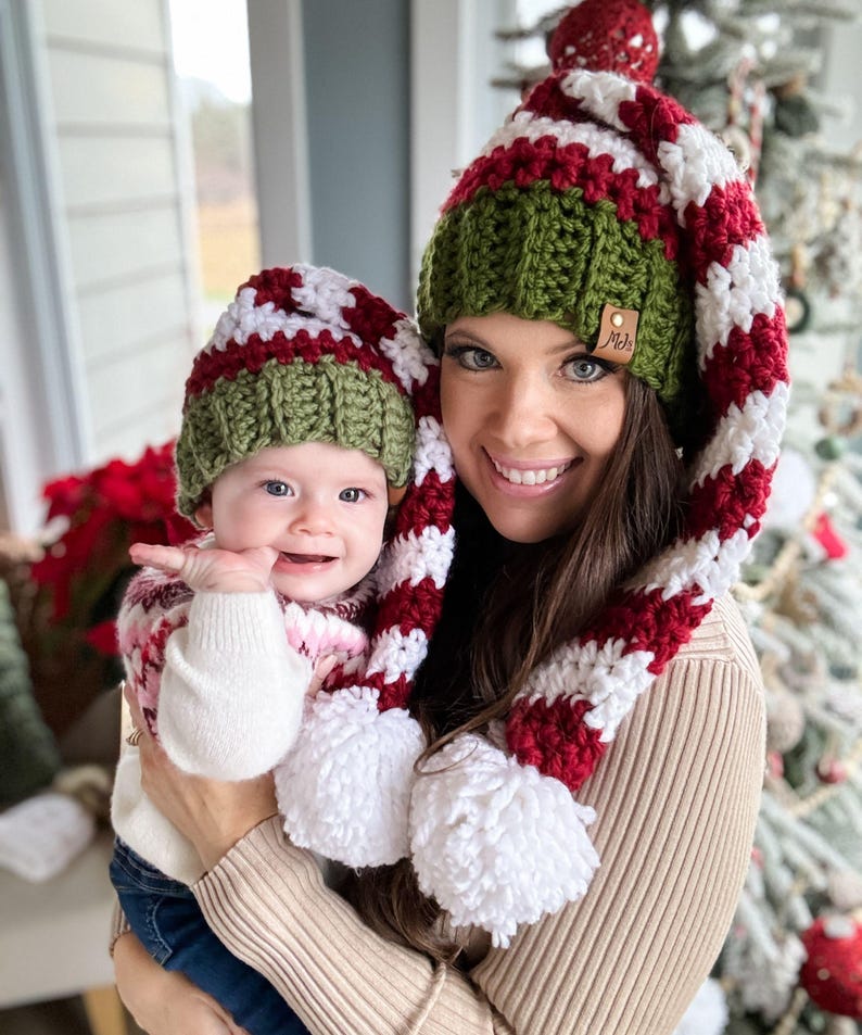 CROCHET PATTERN & VIDEO/ Christmas Elf Hat, Santa Hat, Crochet Hat pdf Pattern image 2
