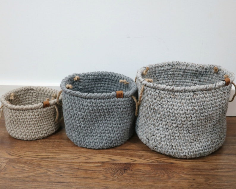 CROCHET PATTERN Rustic Farmhouse Style Nesting Baskets image 2