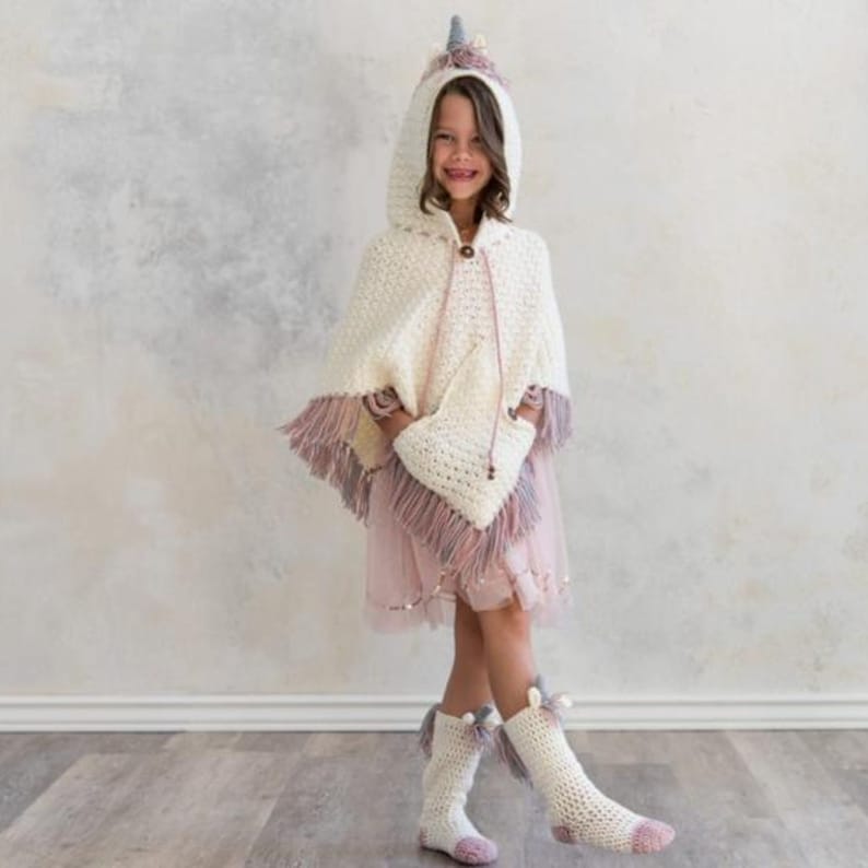 CROCHET PATTERN for Unicorn Poncho and Crochet Socks / Crochet Halloween Costume image 10