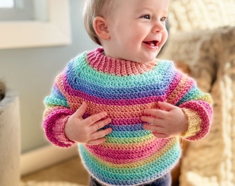 CROCHET PATTERN/ Athabasca Falls Children's Pullover, Easiest Children's Crochet Sweater, Easy Children's Pullover Pattern, Beginner
