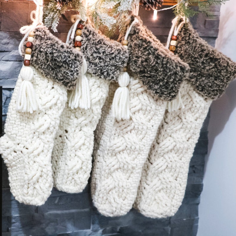 CROCHET PATTERN / Fable Cable Christmas Stocking image 8