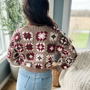 CROCHET CARDIGAN PATTERN / Granny Square Cardigan, Crop Cardigan with buttons, Join-as-you-go Granny Square Cardigan Pattern image 2