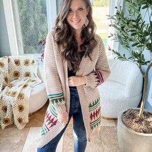 CROCHET PATTERN & VIDEO/ Autumn's Charm Mosaic Cardigan, Inset Mosaic Crochet, Top-Down Crochet Cardigan Pattern, sizes xs-5x, 2 lengths