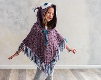 CROCHET PATTERN for Hooded Owl Poncho - Hooded Owl Poncho Crochet Pattern - Hooded Owl Poncho Crochet Pattern by MJ's Off The Hook Designs