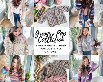 CROCHET PATTERN EBOOK / Granny Pop Garment Collection Ebook 6 crochet sweater patterns
