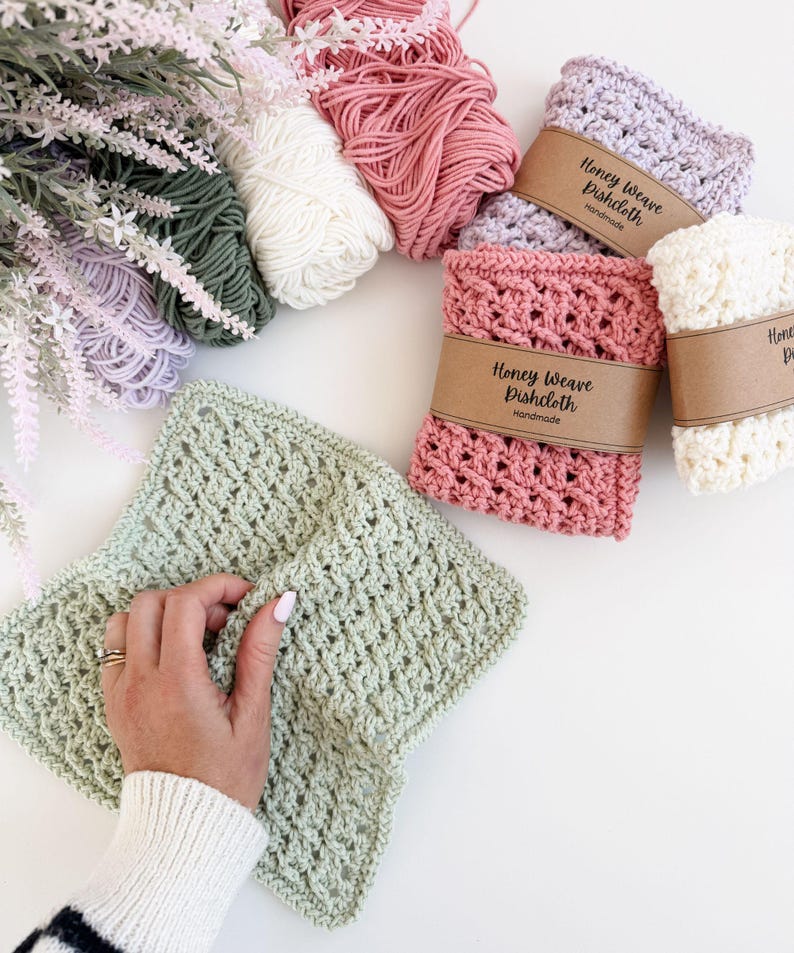 CROCHET PATTERN & VIDEO/ The Honey Weave Dishcloth Pattern, Easy Textured Cotton Washcloth, Beginner Friendly, Kitchen Crochet, Pdf imagen 9