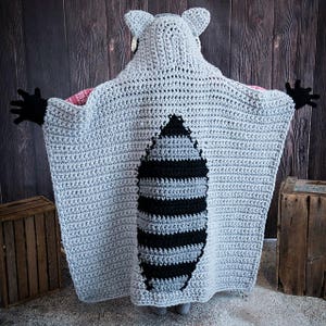 CROCHET PATTERN Woodland Raccoon Blanket Hooded Woodland Racoon Blanket Crochet Pattern MJ's Off The Hook Design image 7