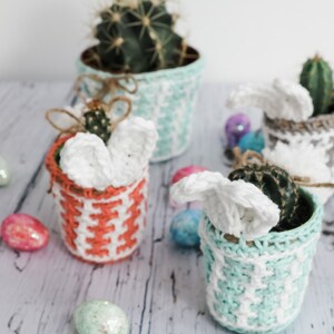 CROCHET PATTERN / Easter mosaic plant pot cover pattern image 9