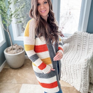 CROCHET PATTERN Everyday Striped Cardigan / Pdf Digital Download / Striped Sweater / Crochet Cardigan / image 4