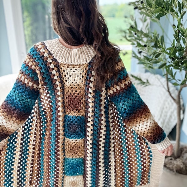 CROCHET PATTERN & VIDEO/ Cascade Mountain Cardigan, Granny Stitch Cardigan Pattern, Crochet Cardigan Pattern, Sizes Xs-5X, Pdf Pattern