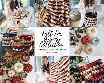CROCHET PATTERN EBOOK/ Fall For Granny Pattern Collection, Granny Stitch Crochet Patterns, Crochet Patterns For Fall