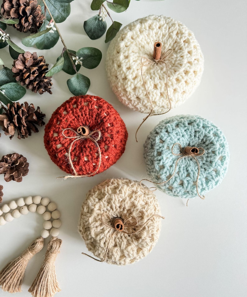 CROCHET PATTERN/ Fall For Granny Pumpkins, Crochet Pumpkin Pattern, Easy Crochet Pumpkins, Granny Stitch Crochet Pumpkins image 3