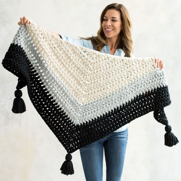 CROCHET PATTERN / Hudson's Wrap / Crochet Shawl Wrap for women