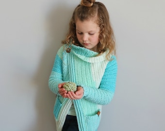 CROCHET PATTERN/ Piece Of Cake Cardi, crochet wrap cardigan, children's and adult sizes,