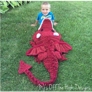CROCHET PATTERN Dragon Blanket Pdf Digital Download Bulky & Quick Dragon Blanket Crochet Pattern MJ's Off The Hook Design image 6