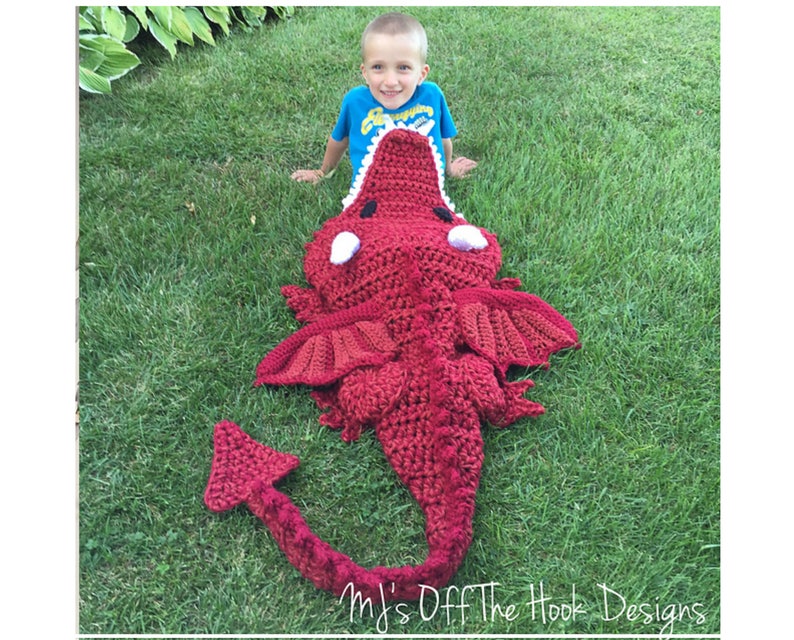 CROCHET PATTERN Dragon Blanket Pdf Digital Download Bulky & Quick Dragon Blanket Crochet Pattern MJ's Off The Hook Design image 6