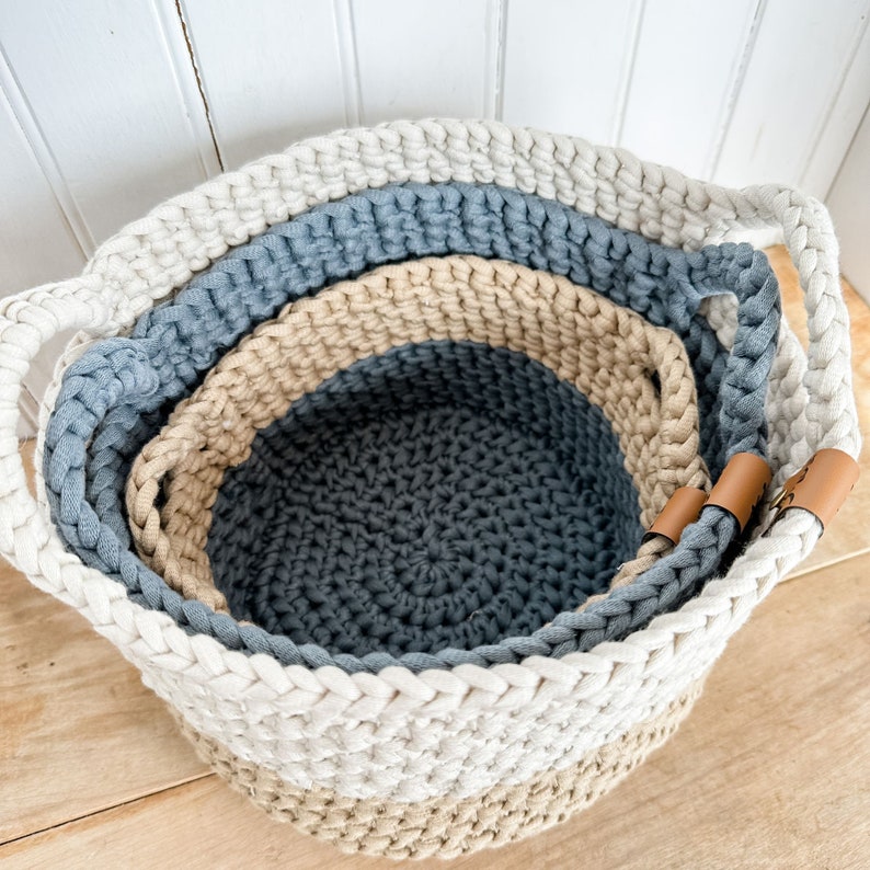 Crochet Pattern/Two-Toned Nesting Baskets image 6