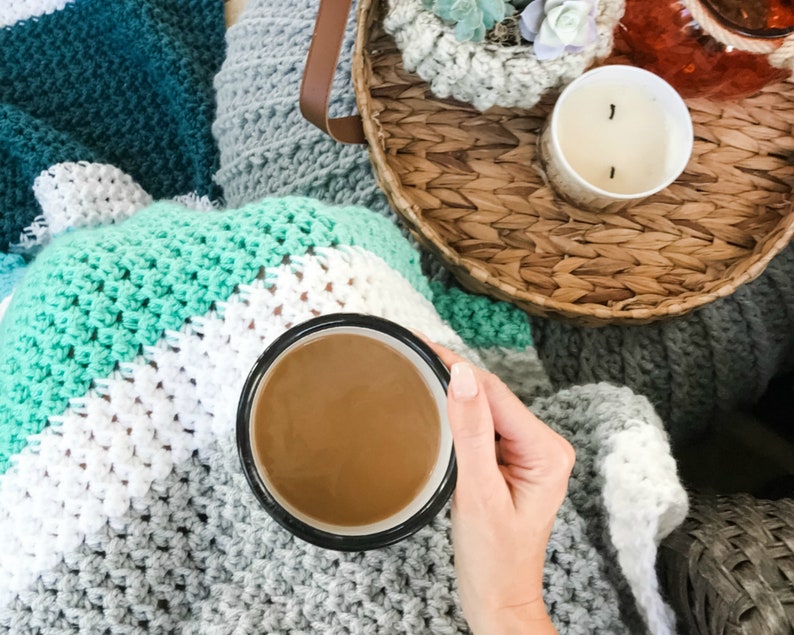 CROCHET PATTERN Calming Stripes Throw Blanket image 6