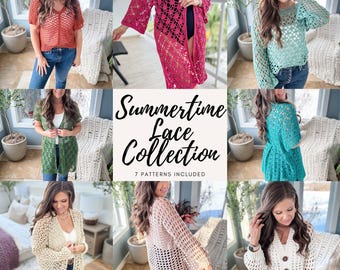 CROCHET PATTERN / Summertime Lace Crochet Top Collection - 7 patterns