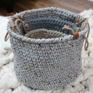 CROCHET PATTERN Rustic Farmhouse Style Nesting Baskets image 1