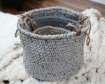 CROCHET PATTERN Rustic Farmhouse Style Nesting Baskets