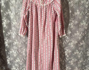 Camicia da notte vintage in flanella anni '80, taglia grande, stile Grandma Prairie Cottage, lunga