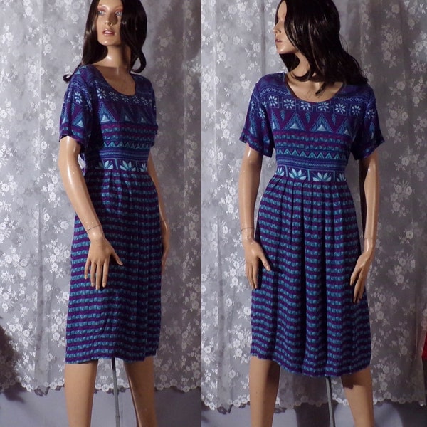 Vintage 1990s Blue Babydoll Dress | 90s Grunge Fashion | Size Large |