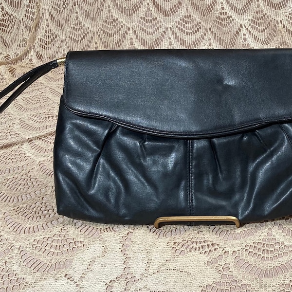 pochette noire vintage des années 1980 | Bracelet adapté aux végétaliens des années 80 |