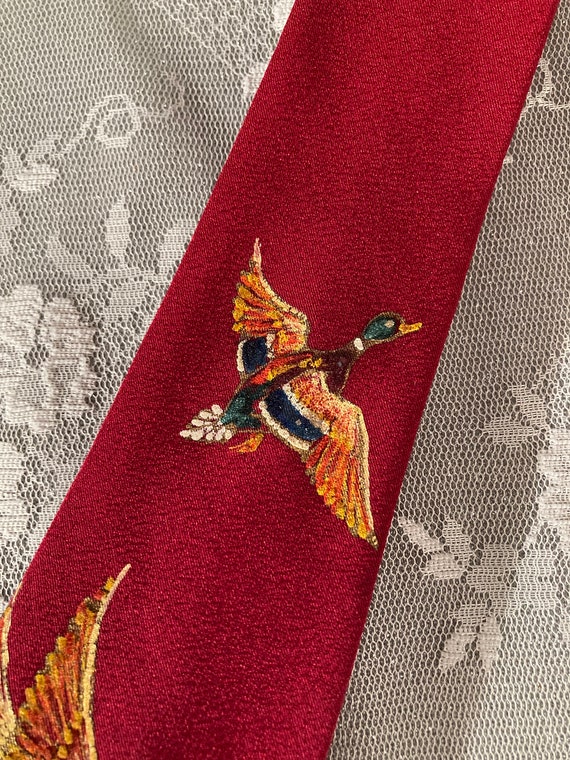 Vintage 1950s Hand Painted Duck Theme Necktie | 5… - image 3