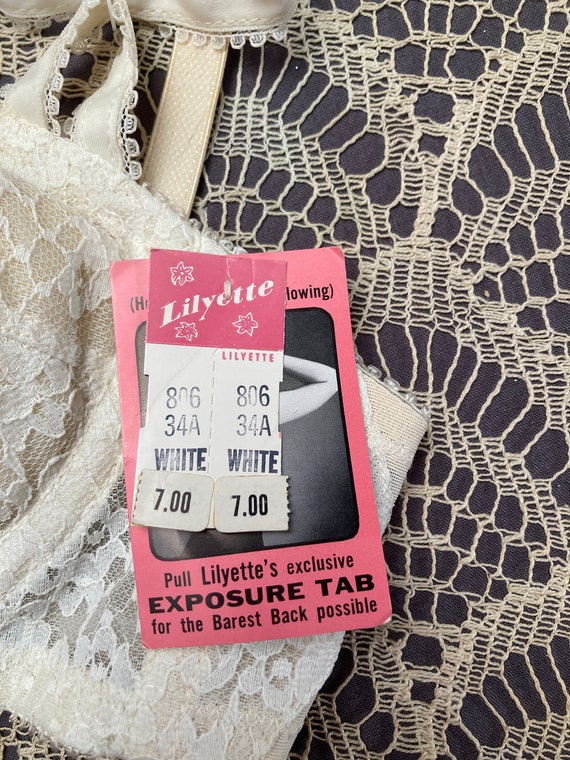 Vintage 1960s White Lace Bra | 60s Lilyette Expos… - image 6