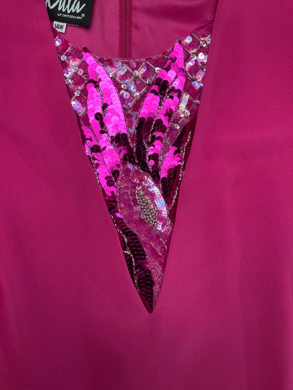 Vintage 1980s Hot Pink Sequin Cocktail Dress | 80… - image 8