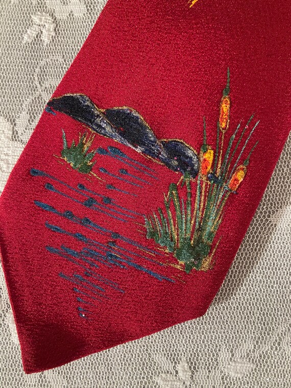 Vintage 1950s Hand Painted Duck Theme Necktie | 5… - image 4