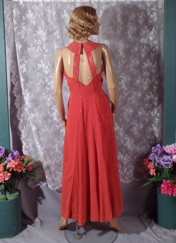 Vintage 1930s Bias Cut Halter Evening Gown 30s Go… - image 3