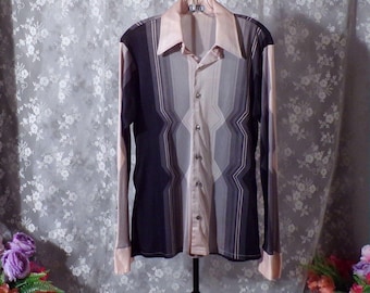 Vintage 70er Jahre Disco Shirt Herren Größe Medium 1970s Retro Studio 54 Dancing Daber