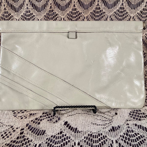 Vintage 50s Hinge Clutch Purse 1950s Beige Handbag Mod Retro Hip Unique