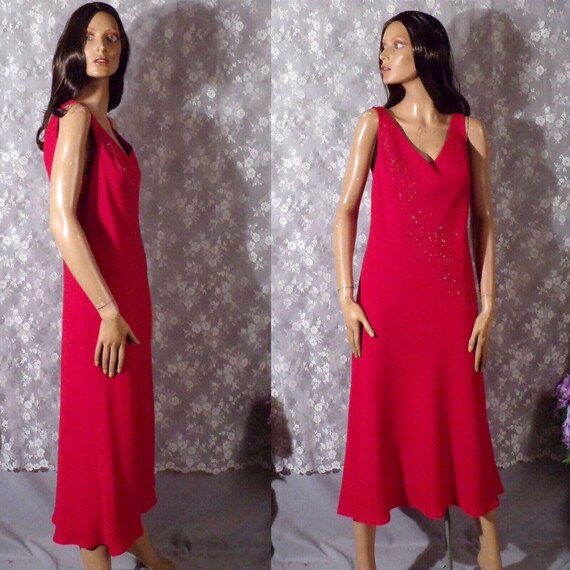 Vintage Y2K Red Prom Dress 2000s Formal Beaded Chiffon Fancy Retro Size  Medium - Etsy UK
