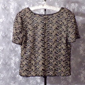 Adrianna Papell Occasions Blouse Vintage 90s Silk Beaded Art Nouveau Size Medium image 2