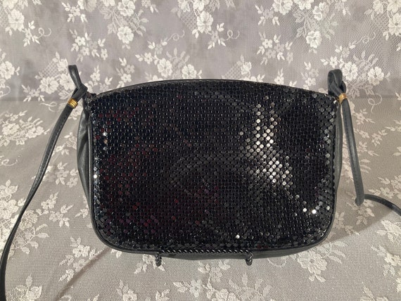 Vintage 1980s Black Mesh Purse | 80s Cocktail Bag… - image 1